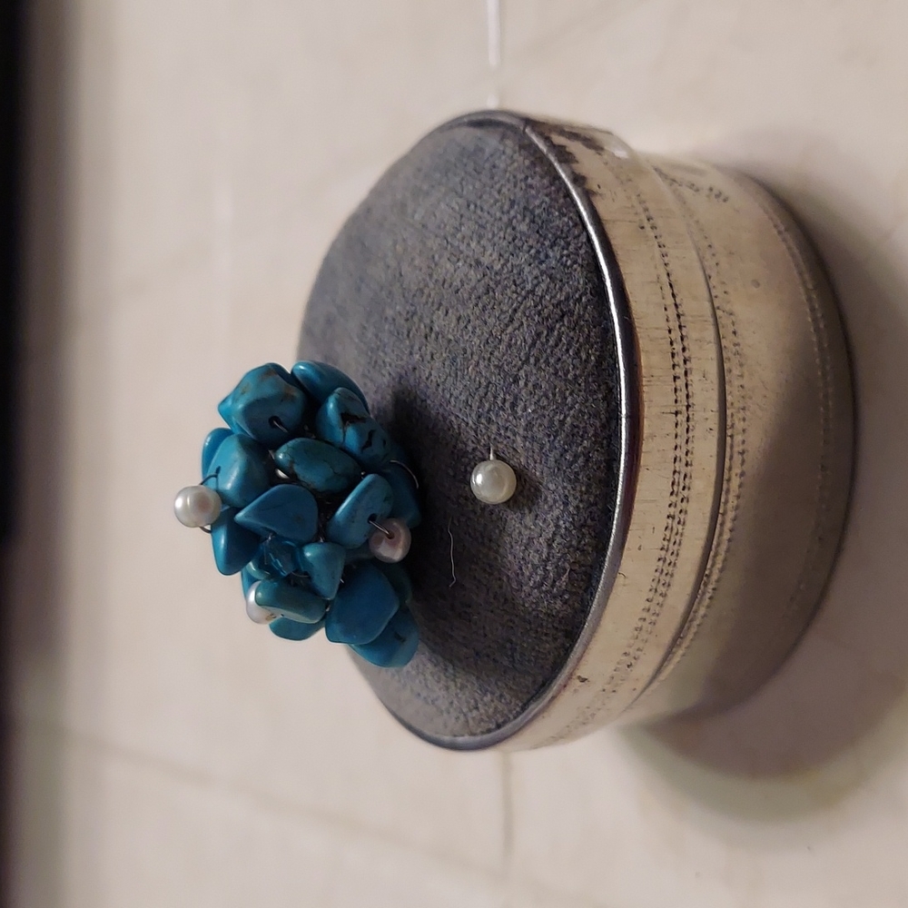 Vintage Hand Crafted Silver & Turquoise Statement Ring
